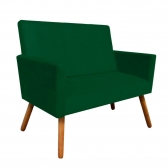 Kit 01 Namoradeira e 02 Poltronas Decorativa Nina com Pés Madeira Suede Verde