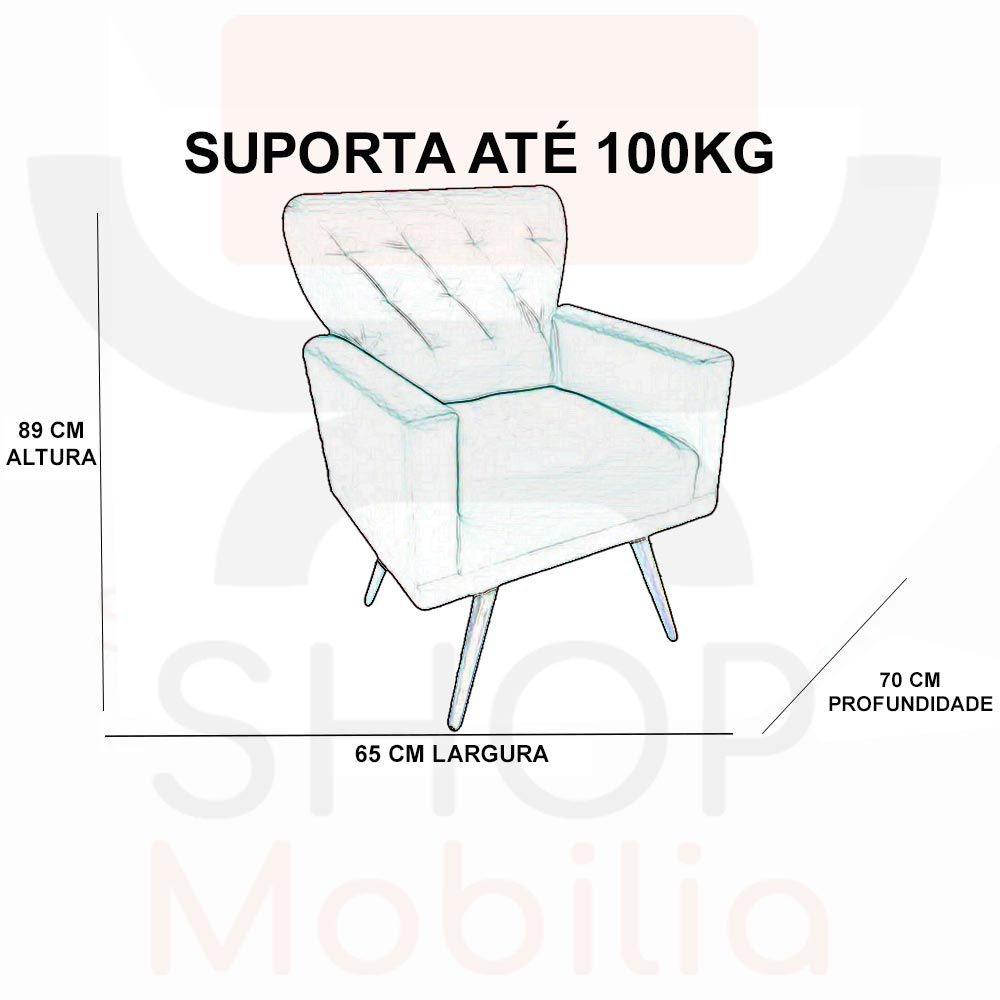 Kit 02 Poltronas Decorativa Julieta Pés Madeira Suede Turquesa