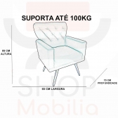 Kit 02 Poltronas Decorativa Julieta Pés Madeira Suede Turquesa