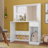 Penteadeira Camarim Escrivaninha Clara Com Cômoda Sapateira Infantil 1 Porta 3 Gavetas Laís Branco Clique Chique