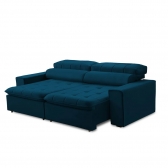 Sofa 2 Lugares Retratil Reclinavel Atenas 2,30 M Suede Azul Marinho