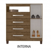 Kit Cômoda Sapateira 1 Porta 4 Gavetas Porto Belo Com Multiuso Cairo 2 Portas Teka Champanhe
