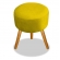 Puff Decorativo Redondo Pés Madeira Suede Amarelo