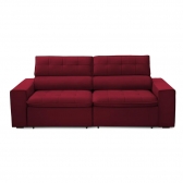 Sofa 2 Lugares Retratil Reclinavel Libano 2,30 M Veludo Vermelho