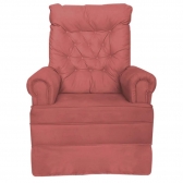 Poltrona Amamentação Balanço Ana Alice com Puff Veludo Rosa