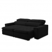 Sofa 2 Lugares Retratil Reclinavel Libano 1,60 M Veludo Preto