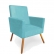Poltrona Decorativa Nina Pés Madeira Suede Turquesa