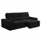 Sofa 2 Lugares Retratil Reclinavel Atenas 2,10 M Suede Preto