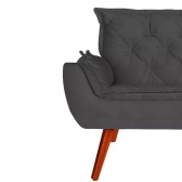 Kit 02 Poltronas Decorativa Melissa Pés Madeira Suede Cinza